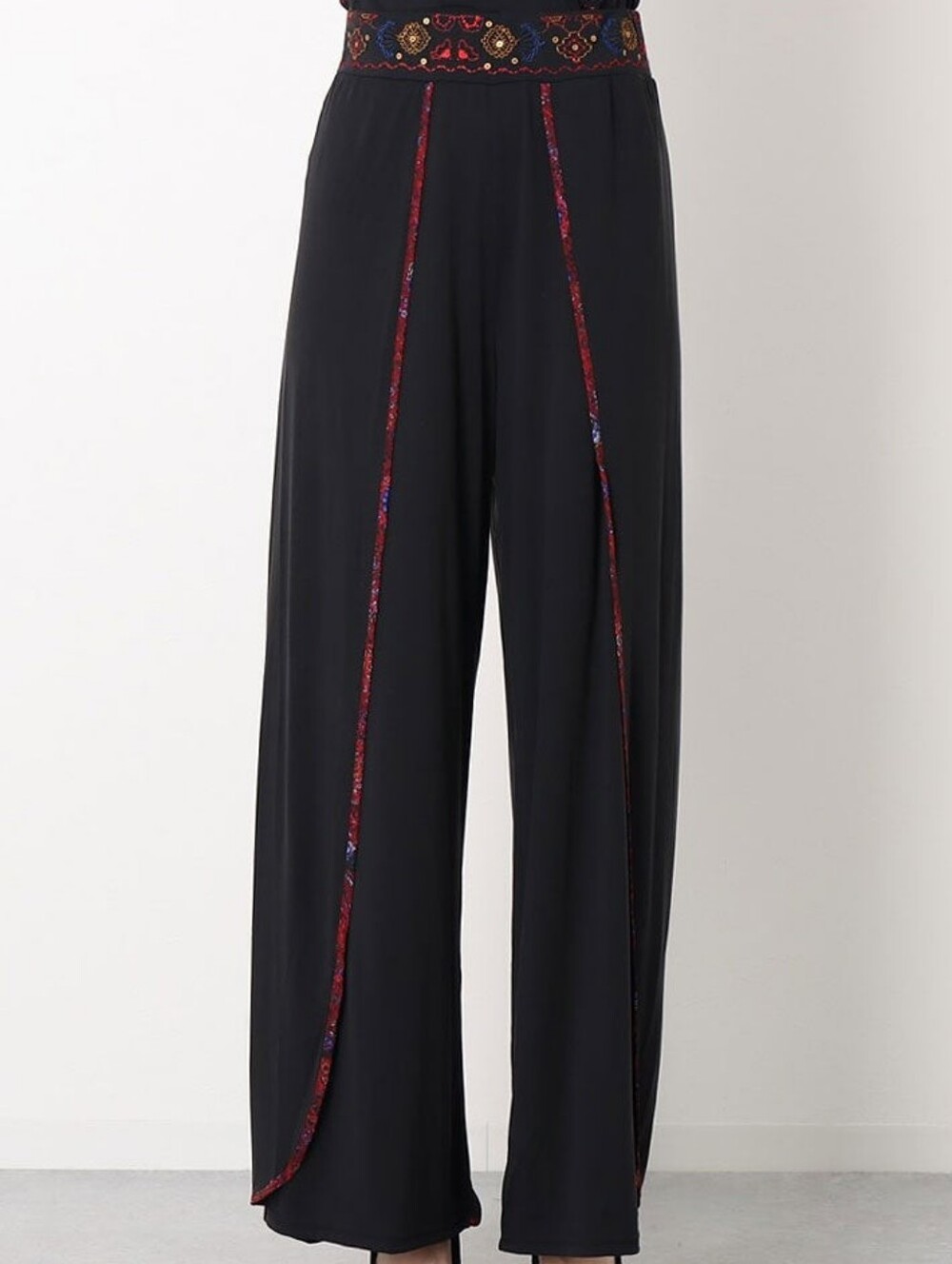 Desigual Dubai Wide Leg Pants Black Size XL Women's Boho Casual Trousers Hippie